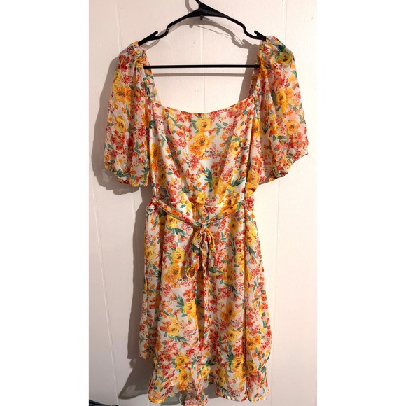 Lily Rose Dresses & Skirts - NWT Lily Rose Floral Square Neck Puff Sleeve‎ Smocked Waist Midi Dress 1X